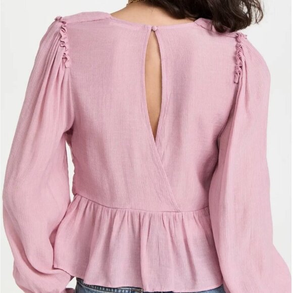 FREE PEOPLE REVOLVE Daia Top Mountain Peplum Long Sleeve Blouse US L - Picture 2 of 8